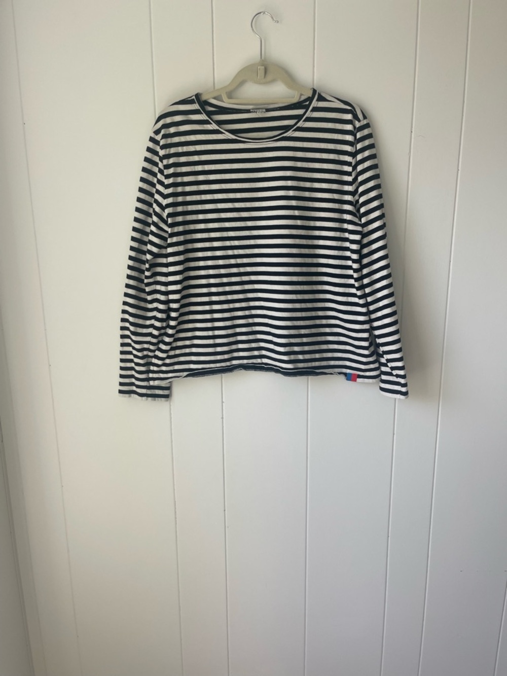 KULE Long-Sleeve Black and White Striped Top